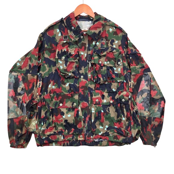 Vintage Swiss Military M70 Alpenflage Camo Load Bearing Field Jacket 48 GM 74-75